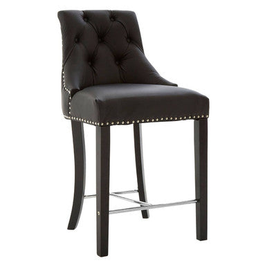 Regents Park Black Leather Bar Chair