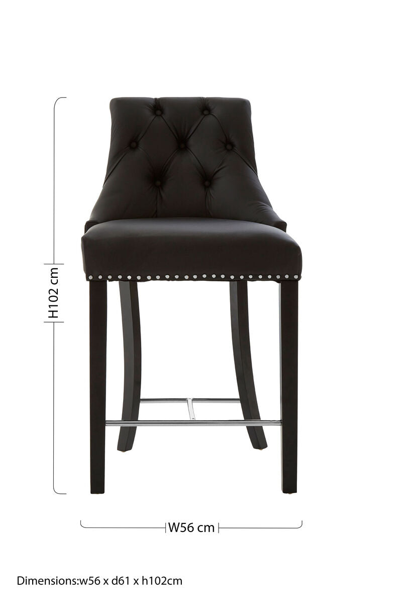 Regents Park Black Leather Bar Chair