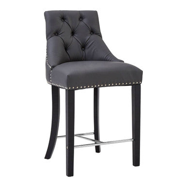 Regents Park Grey Leather Bar Chair
