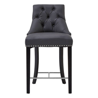 Regents Park Grey Leather Bar Chair