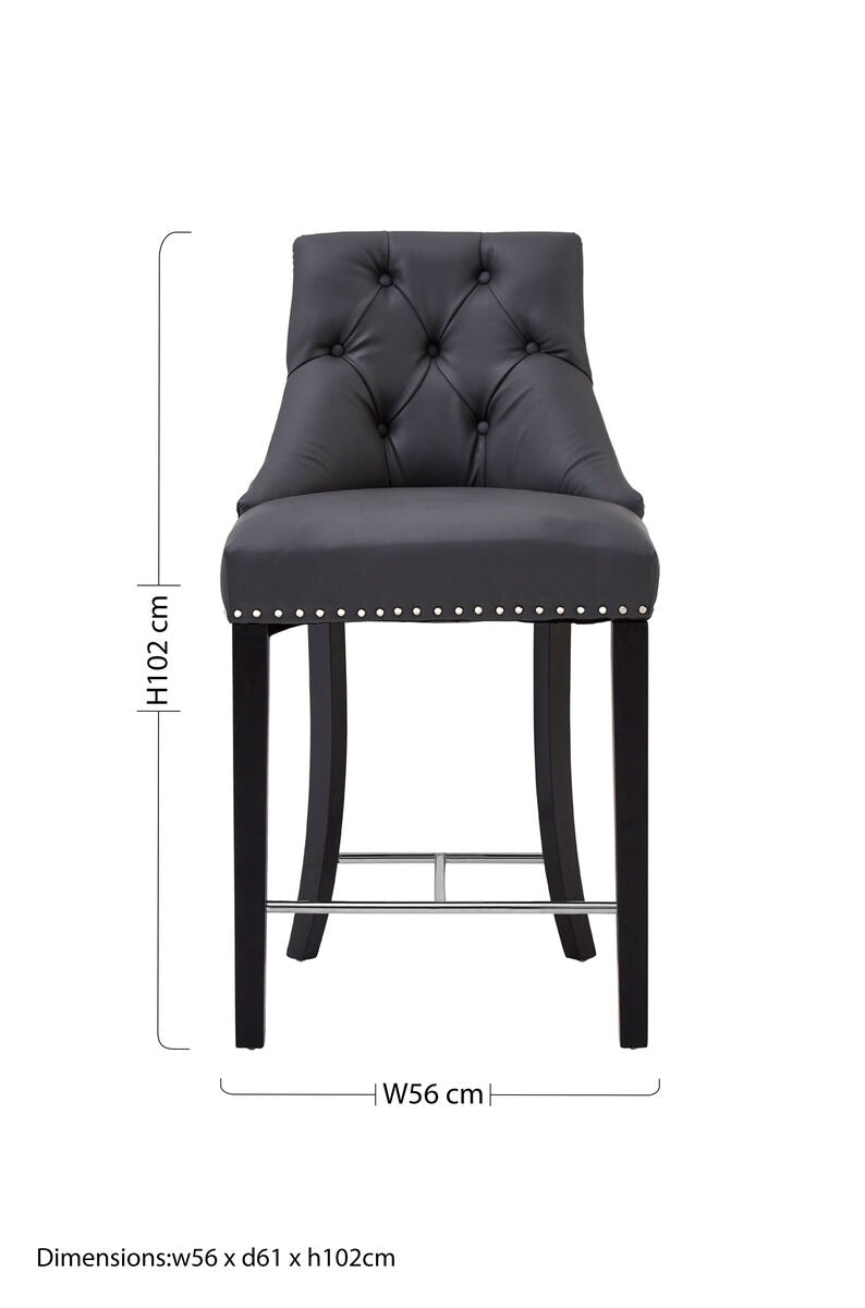 Regents Park Grey Leather Bar Chair