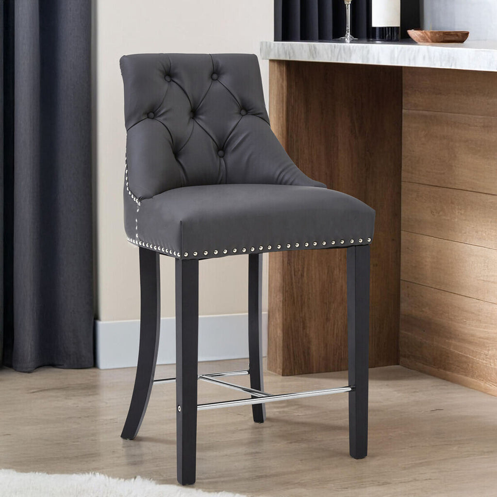 Regents Park Grey Leather Bar Chair