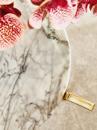 Cibal White Marble Side Table With Warm Gold Base