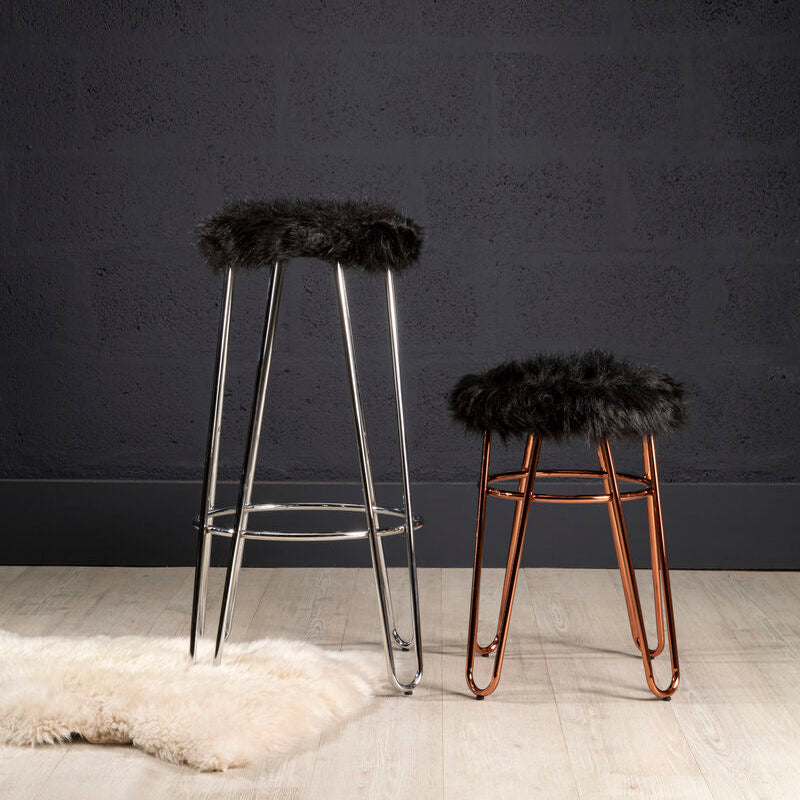 District Fur Rose Gold Stool