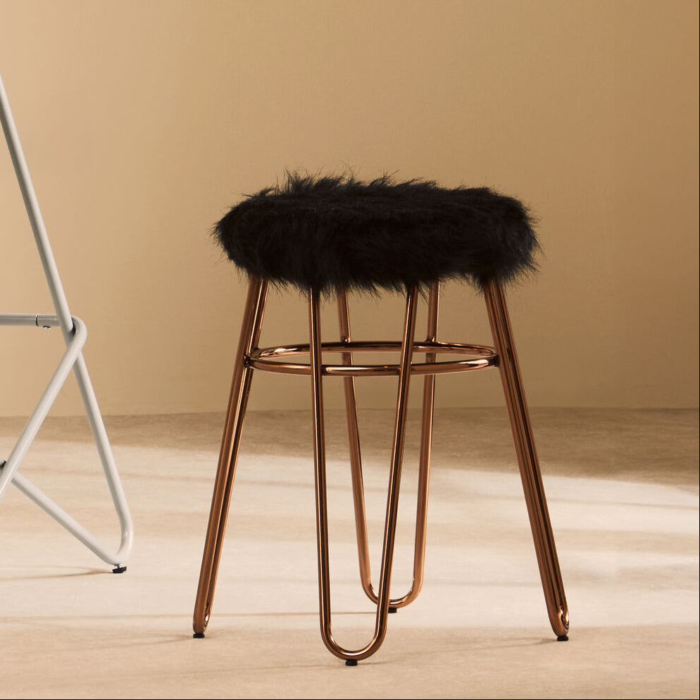 District Fur Rose Gold Stool