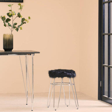 District Black Fur Stool