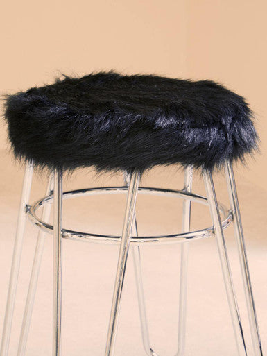 District Black Fur Stool
