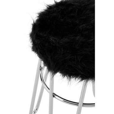 District Black Fur Stool
