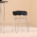 District Black Fur Stool