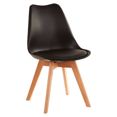 Stockholm Black Chair With Cushion & Beech Wood Legs
