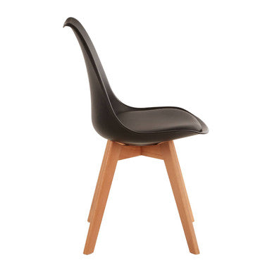 Stockholm Black Chair With Cushion & Beech Wood Legs