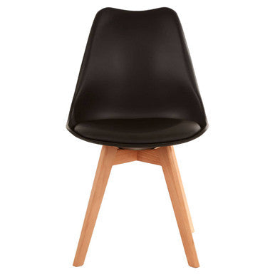 Stockholm Black Chair With Cushion & Beech Wood Legs