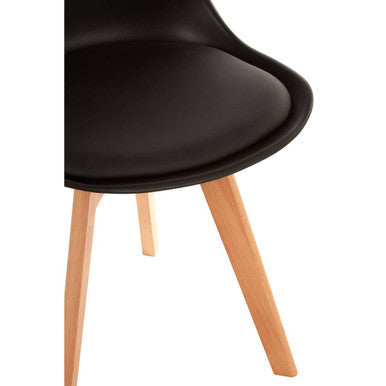 Stockholm Black Chair With Cushion & Beech Wood Legs