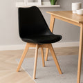 Stockholm Black Chair With Cushion & Beech Wood Legs