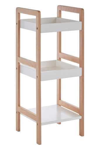 Arla 3 Tier Bathroom Shelf Unit With Birchwood Frame