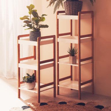 Arla 3 Tier Bathroom Shelf Unit With Birchwood Frame