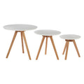 Set Of 3 White Top Side Tables With Natural Tapered Legs, Nostra