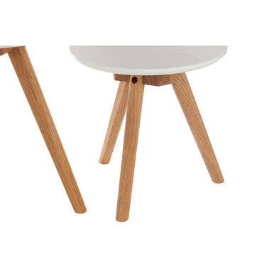 Set Of 3 White Top Side Tables With Natural Tapered Legs, Nostra