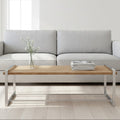 Natural Recycled Elm Wood Coffee Table With Stainless Steel Base In Copper Tones, Menteng