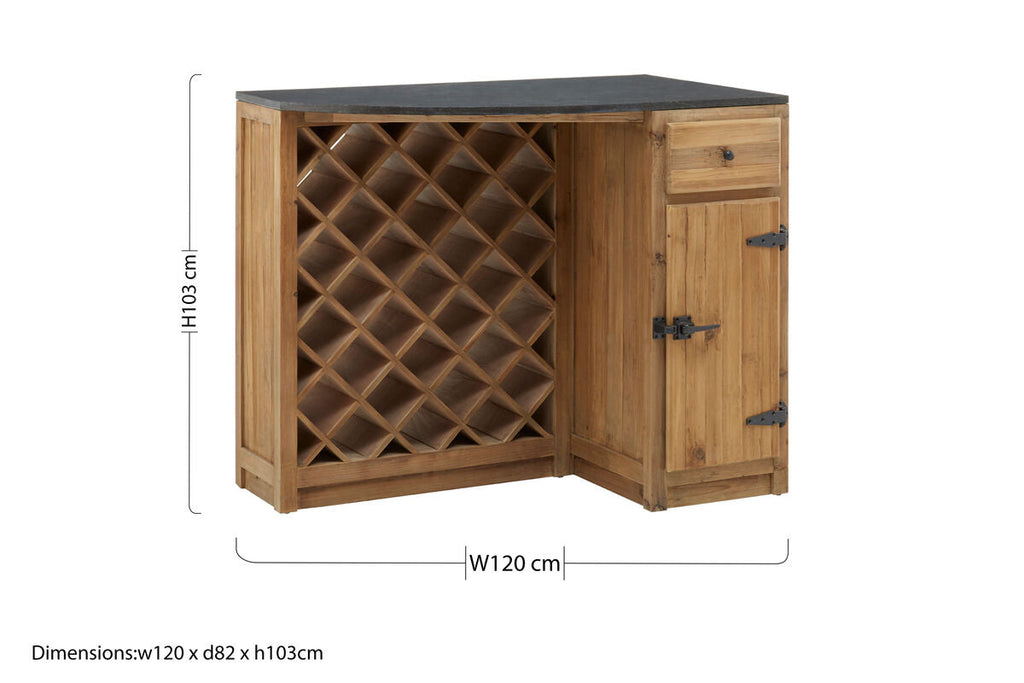 Toba Bar Island Solid Wood Oak Modern