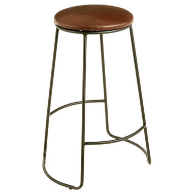 Brixton Leather Bar Stool With Metal Legs