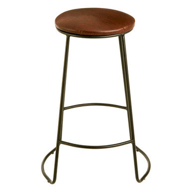 Brixton Leather Bar Stool With Metal Legs