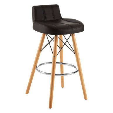Stockholm Black Leather Bar Stool