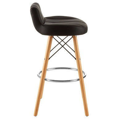 Stockholm Black Leather Bar Stool