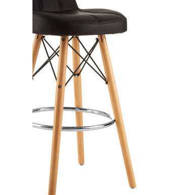 Stockholm Black Leather Bar Stool