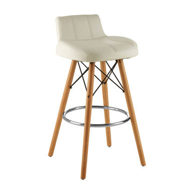 Stockholm White Leather Bar Stool