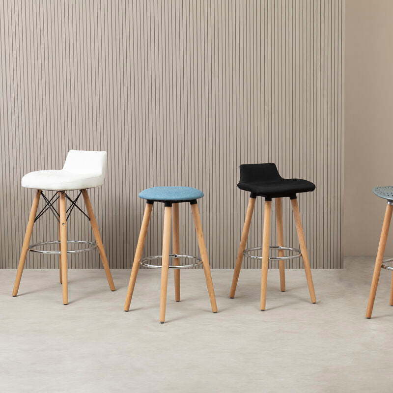 Stockholm Black Leather Seat Bar Stool