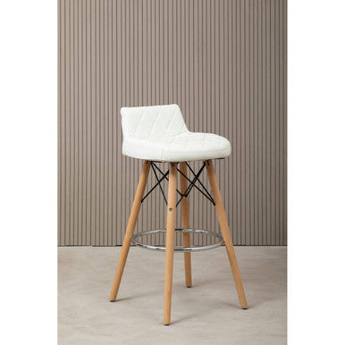 Stockholm White Leather Seat Bar Stool