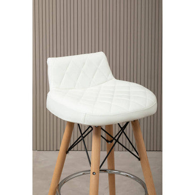 Stockholm White Leather Seat Bar Stool