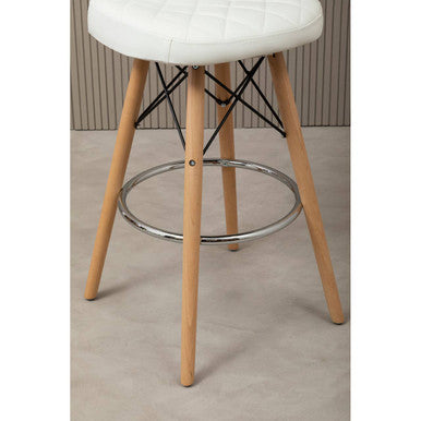 Stockholm White Leather Seat Bar Stool