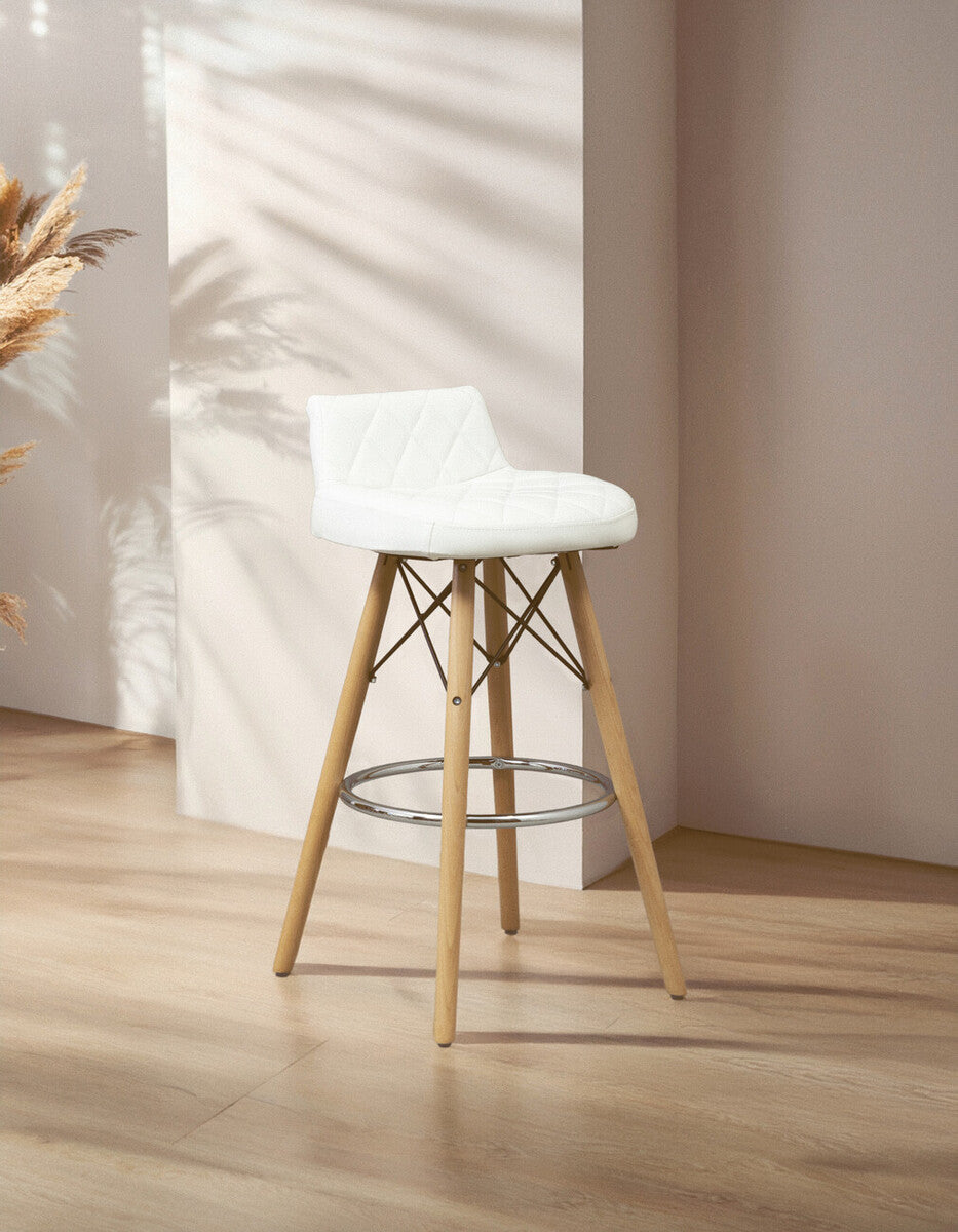 Stockholm White Leather Seat Bar Stool