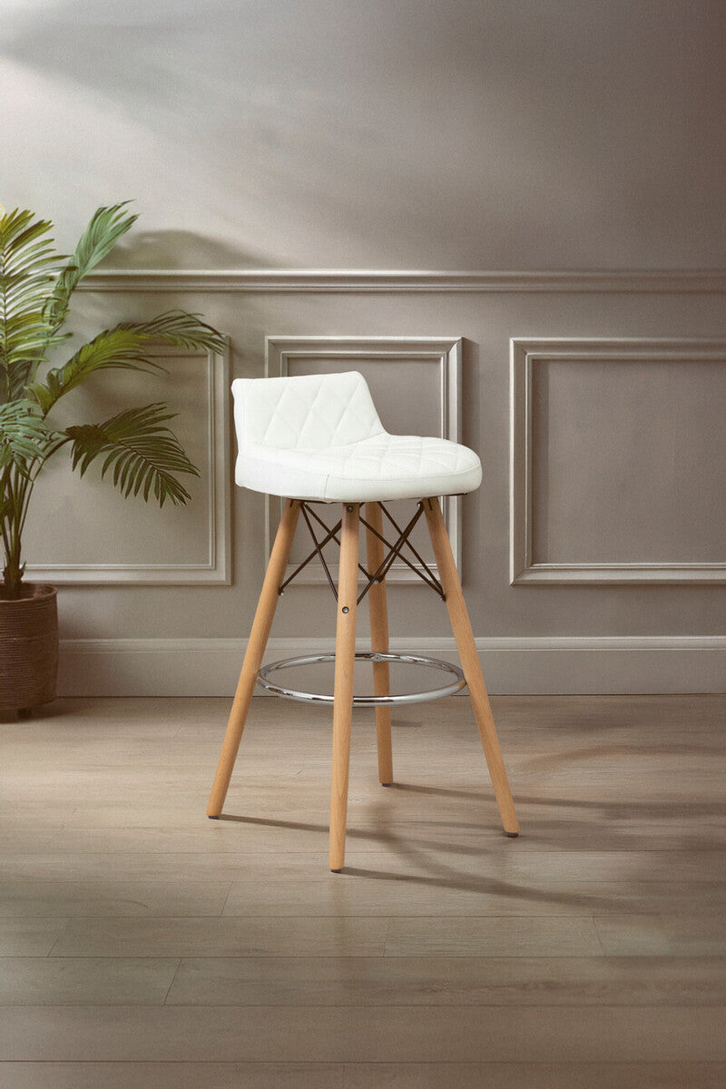 Stockholm White Leather Seat Bar Stool