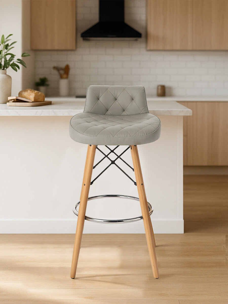 Stockholm Grey Leather Seat Bar Stool