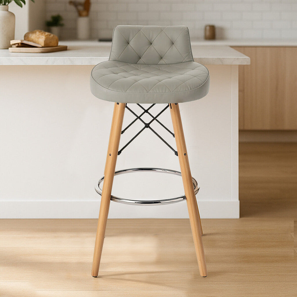 Stockholm Grey Leather Seat Bar Stool