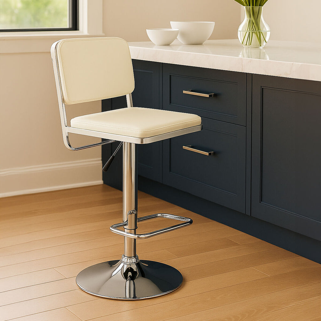 Stockholm White Seat & Chrome Base Bar Stool