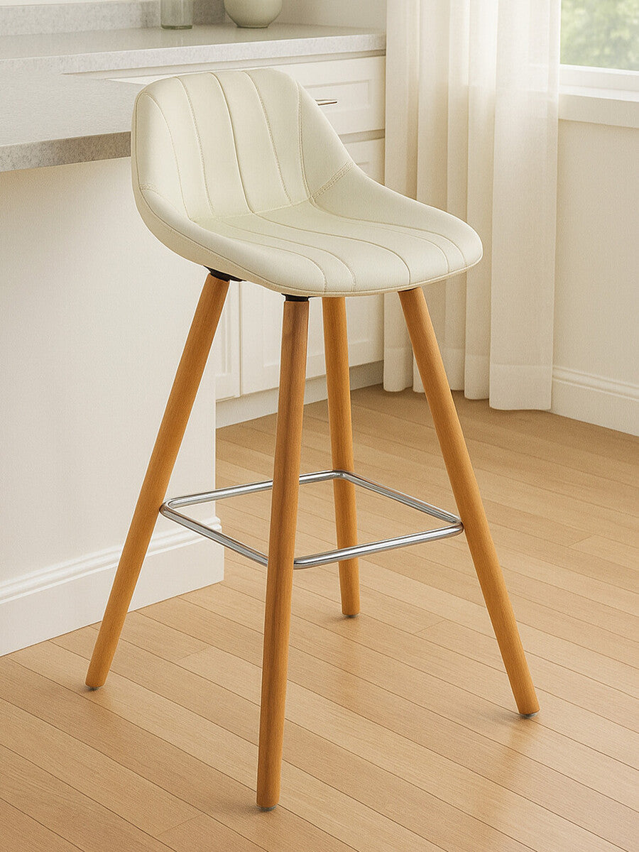 Stockholm White Leather Bar Stool