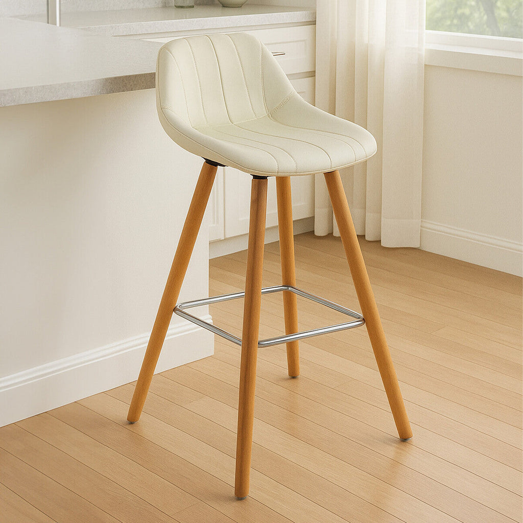 Stockholm White Leather Bar Stool