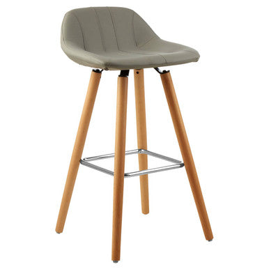 Stockholm Grey Leather Bar Stool