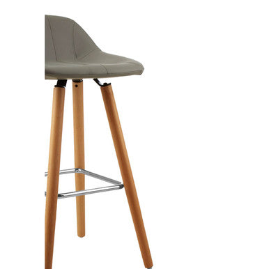 Stockholm Grey Leather Bar Stool