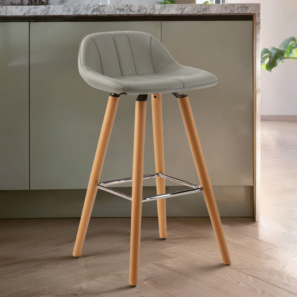 Stockholm Grey Leather Bar Stool