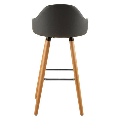 Stockholm Grey Leather Bar Stool With Beechwood Legs