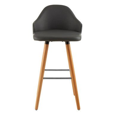 Stockholm Grey Leather Bar Stool With Beechwood Legs