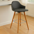Stockholm Grey Leather Bar Stool With Beechwood Legs