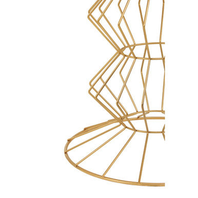 Mirrored Glass Top Side Table With Gold Concertina Wireframe Metal Base, Yaxi
