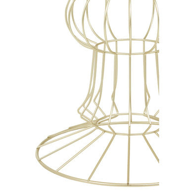 Mirrored Glass Top Side Table With Light Gold Concertina Wireframe Metal Base, Yaxi