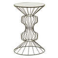 Mirrored Glass Top Side Table With Black Concertina Wireframe Metal Base, Yaxi